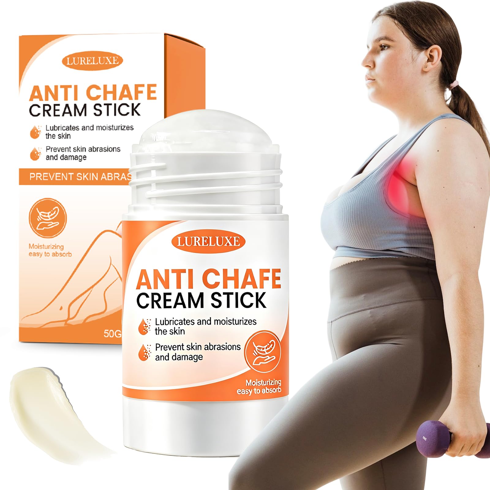 50g Stick Anti Frottement, Stick Anti Frottement Cuisse, Protection contre les frottements Cuisse, Convient à tous les types de peau, Parfait pour les cyclistes, coureurs et voyages
