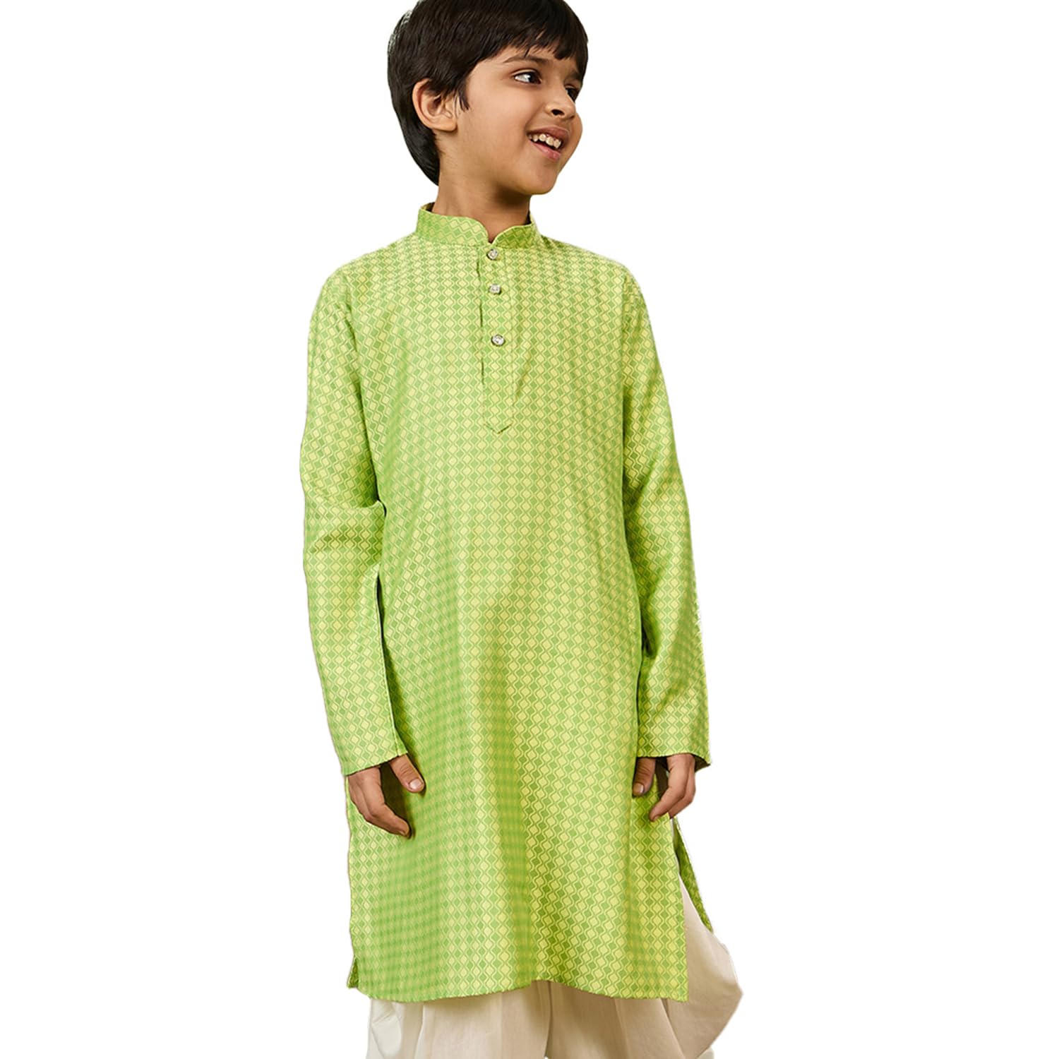 Sanwara Chic & Classic Boys Printed Green Trendy Designer Cotton Kurta (26)