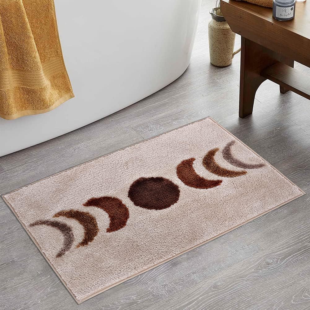 Boho Bathroom Rugs Runner NonSlip Moon Phases Long Bath