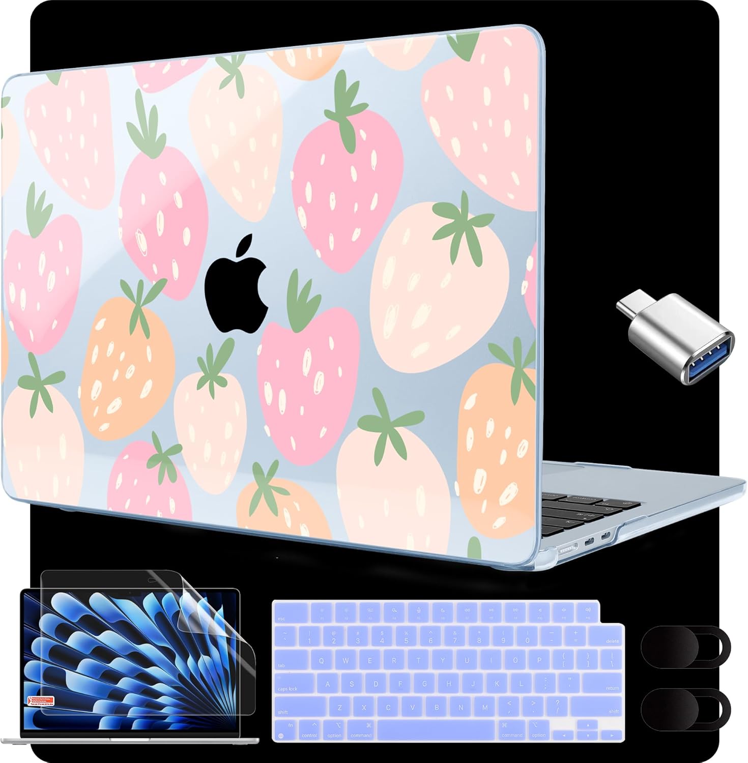 MEEgoodo for M5/M4/M3/M2 MacBook Air 15 inch Case 2026 2025 2024 2023, Case Fit Model (A3448/A3241/A3114/A2941) for MacBook Air 15.3 inch, Poka Dot Black