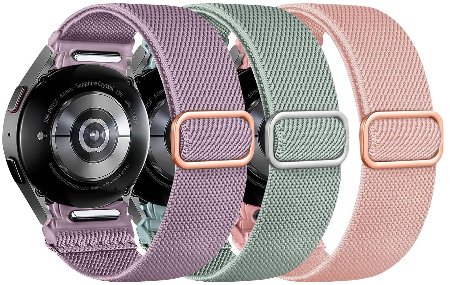 Chinbersky 3 Stück Nylon Armbänd Kompatibel mit Samsung Galaxy Watch 7/6/5/4/FE Armband 40mm 44mm/Galaxy Watch5 Pro Armband/Watch 6 4 Classic 43mm 47mm 42mm 46mm, Ein Klick Sport Elastische Ersatzband