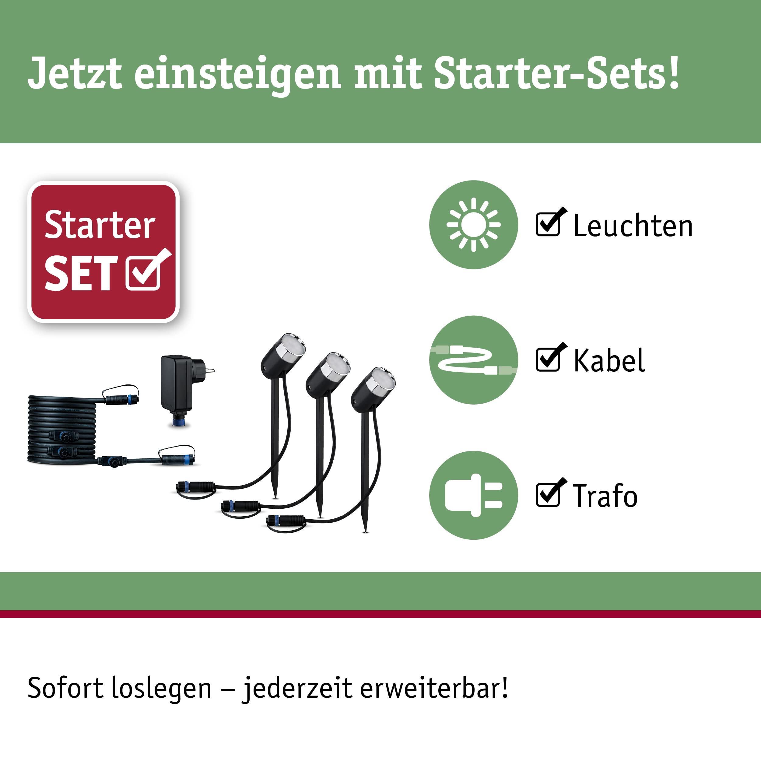 Paulmann 94284 Plug & Shine LED Außenleuchte Zigbee Spot Pike RGBW Starterset incl. 3x4,5 Watt dimmbar IP44 Anthrazit Gartenlicht Kunststoff 3000 K