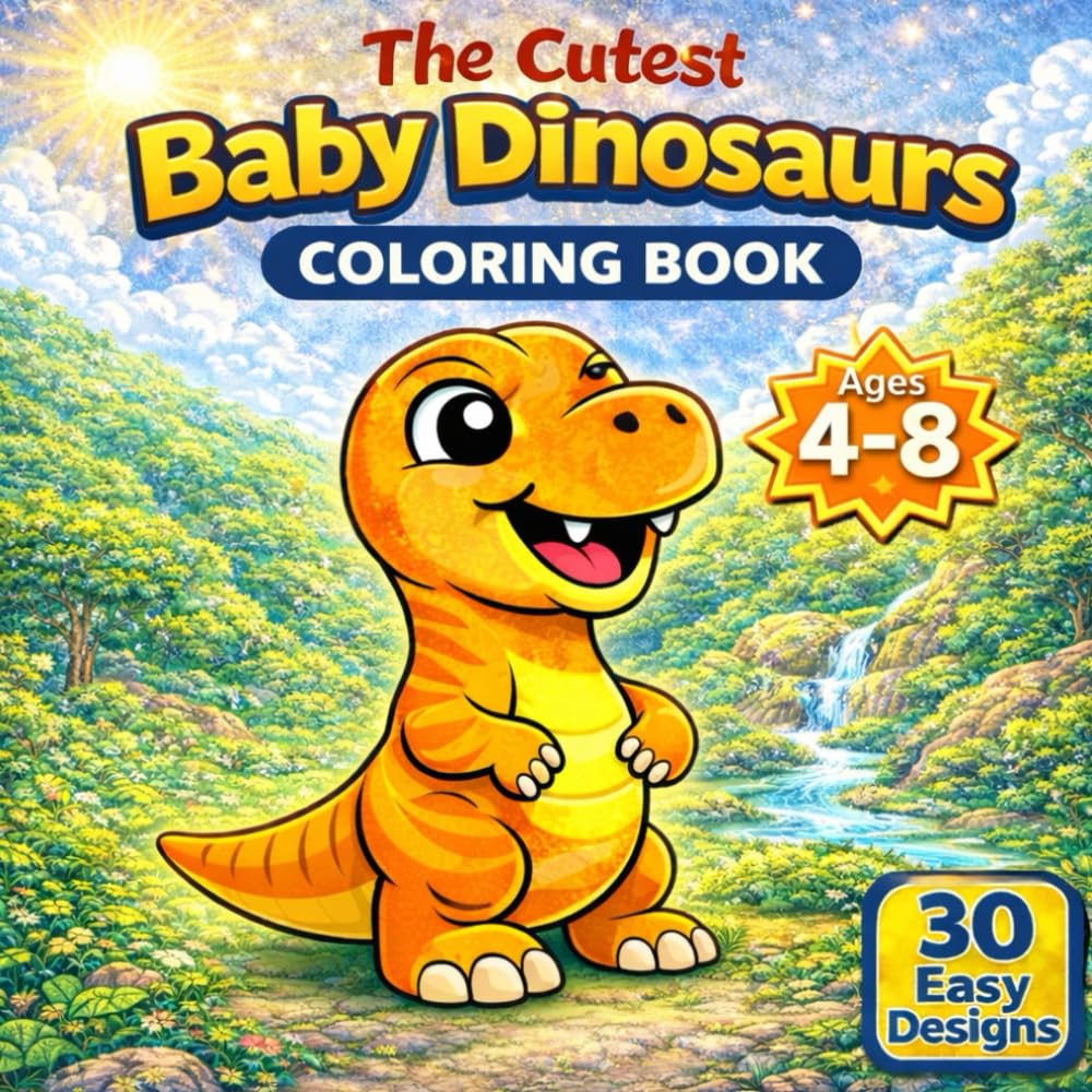 The Cutest Baby Dinosaurs Coloring Book: A Fun and Educational Coloring Adventure for Toddlers and Kids Ages 4-8