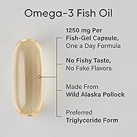 Vista 2 de Sports Research® Omega-3 Aceite de Pescado 1250 - Suplemento de Aceite de Pescado de Triple Fuerza de Pollock Salvaje de Alaska - Certificado MSC