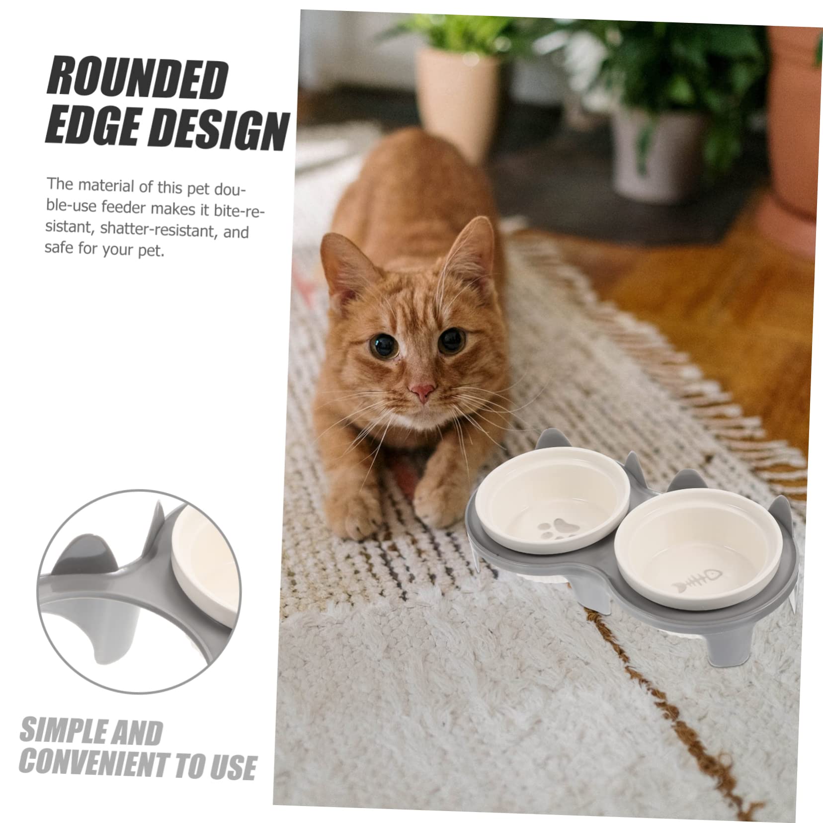 Sosoport Erhöhter Katzennapf aus Keramik und Kunststoff Neigbares Doppelnapf Design rutschfest für Futter und Wasser