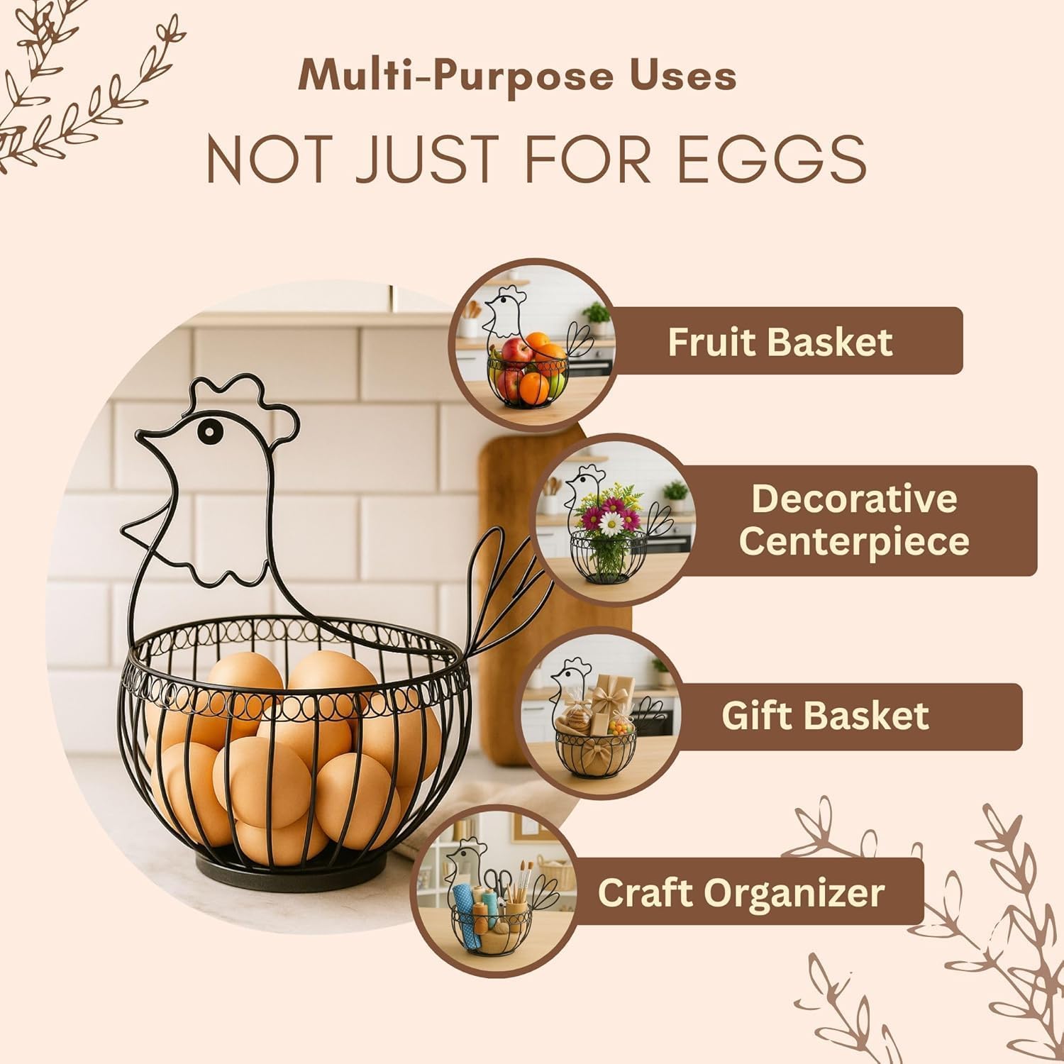 Hen Shape Egg Basket - Metal Kitchen Basket -6