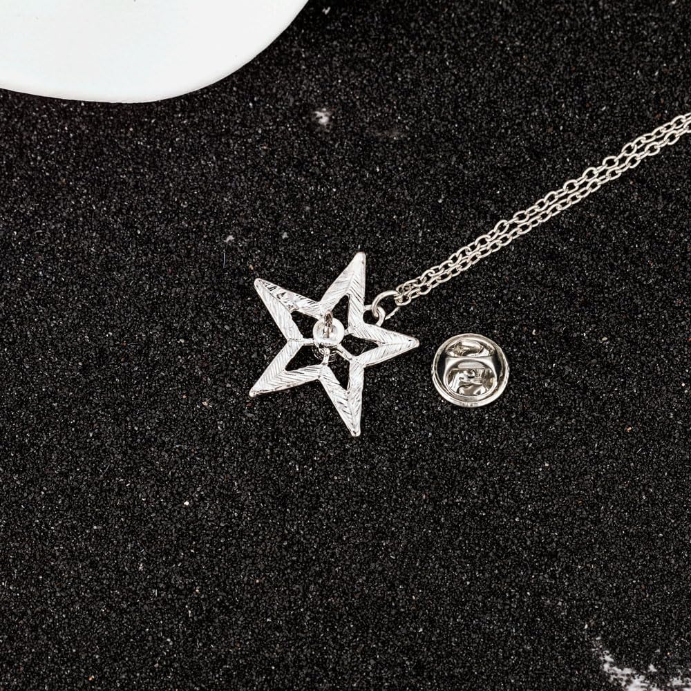 Retro Five-Pointed Star Suit Pin with Hanging Chains Brooch Collar Lapel Pin for Men Shirt Suit Tuxedo Tie Coat Stud Badge Brooch Tassel Suit Accessories Jewelry Pin Clips image 4
