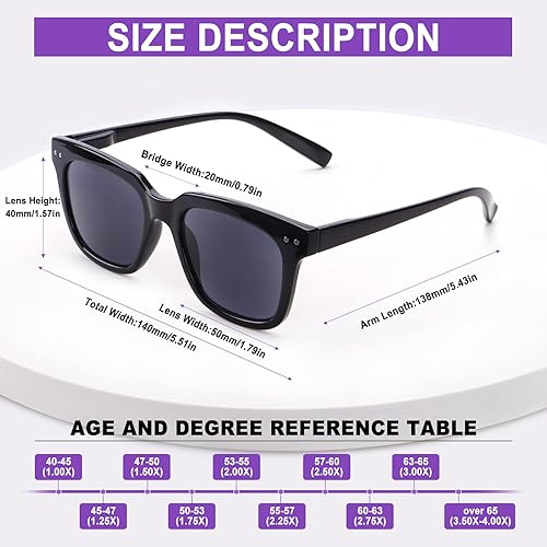 Miniatura 9 de Paquete de 6 lentes de lectura de moda para mujeres y hombres, bloqueo de luz azul, lectores cuadrados de gran tamaño con bisagra de resorte