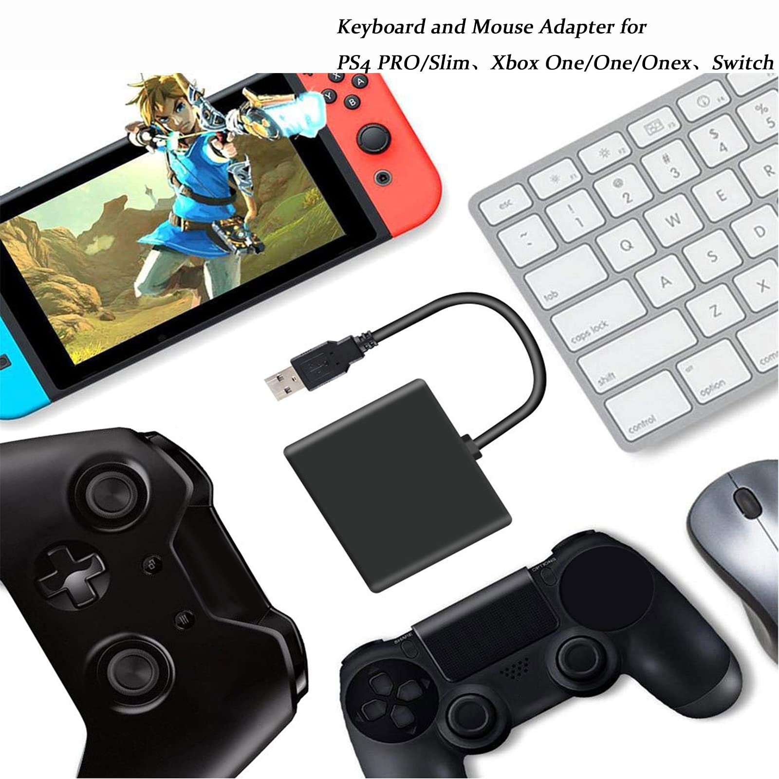 Hakeeta Adaptador de Teclado y ratón para Juegos Convertidor USB Plug and Play sin demora para Pro/Slim, X Box One/Ones/Onex,