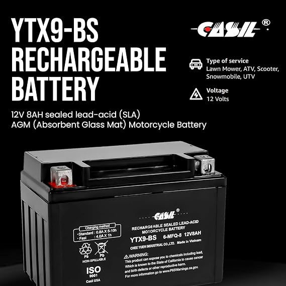 YTX9-BS - 12V 8AH 135 CCA - بطارية SLA Power Sport الرصاص_acid_battery - بطارية كاسيل
