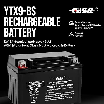 YTX9-BS - 12V 8AH 135 CCA - بطارية SLA Power Sport الرصاص_acid_battery - بطارية كاسيل