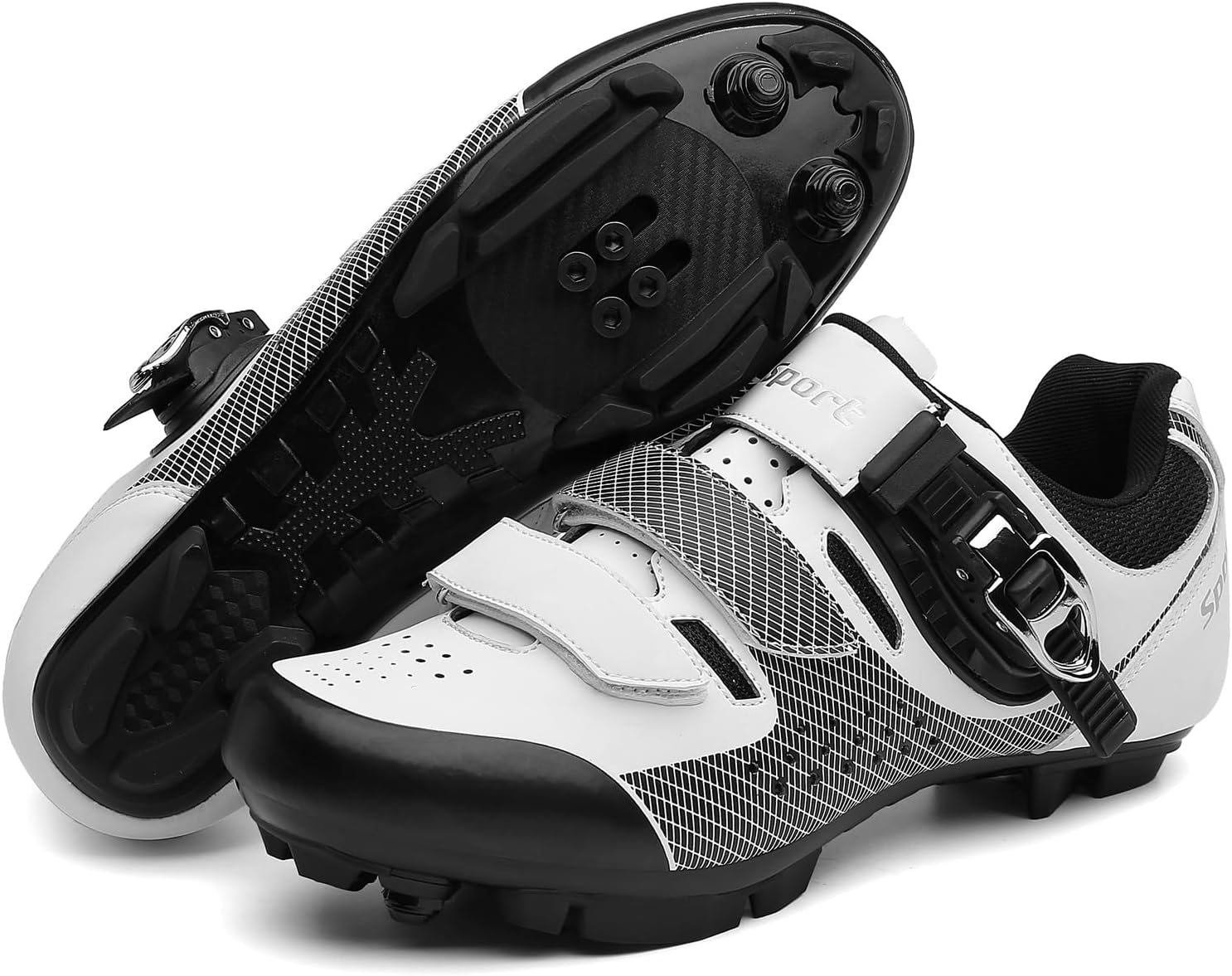 JiuQing Mountain Bike Shoes Men Compatible with 2-Bolts SPD Cleats MTB Shoes Outdoor Cycling Shoes