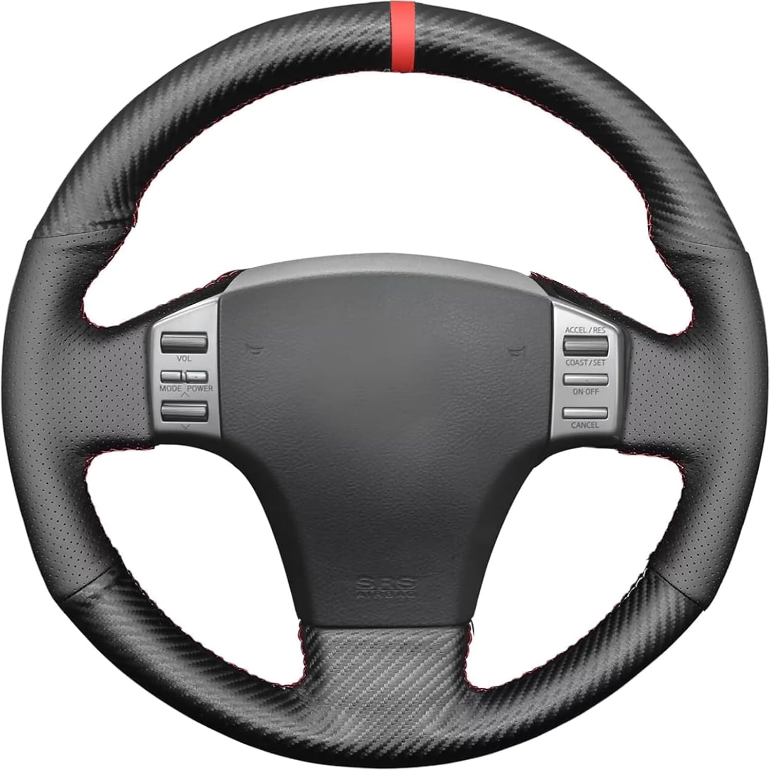 Custom Hand Stitched OEM Genuine Leather Suede Carbon Fiber Steering Wheel Cover for Infiniti G35 2003 2004 2005 2006 for Nissan Skyline V35 2003 2004 2005 2006 Interior Accessories