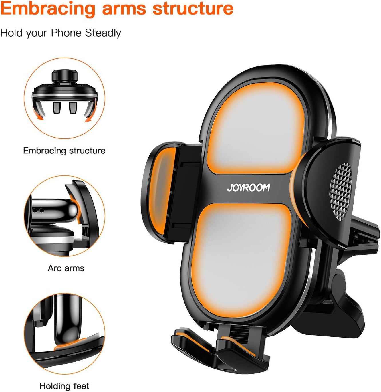 JOYROOM Car Phone Holder Mount,【Ultra Stable & One Button Release】 Air Vent Holder, Cell Phone Car Mount Compatible with iPhone 12 Pro Max/12 Pro/12/11 Pro Max/11/XS/X/SE/8 Samsung etc