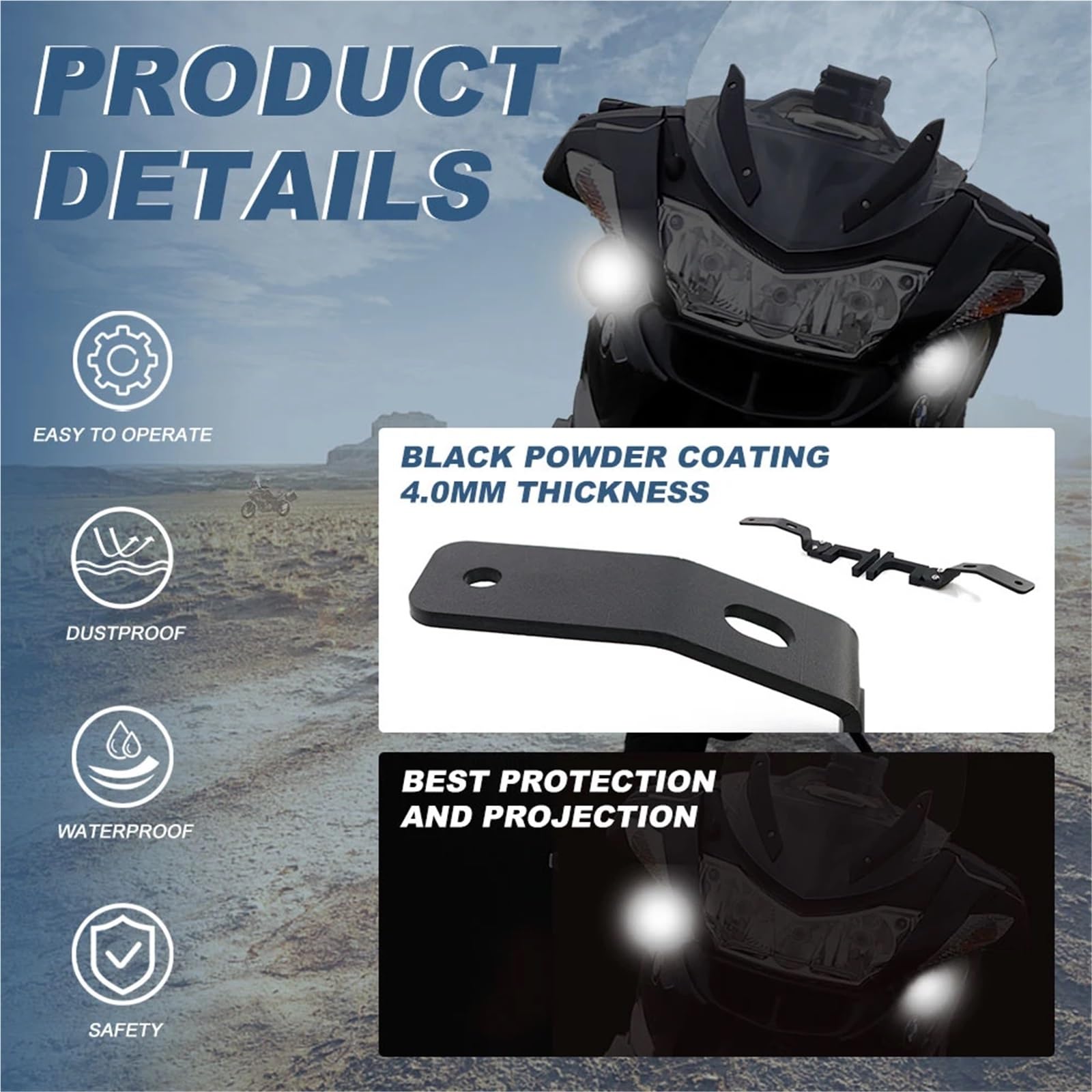 Base de bombilla Clips Abrazaderas de Tubo de Luz Compatible con BMW R1200RT 2014-2018 R1250RT 2019-2023 Soporte de luces auxiliares antiniebla Soporte de conducción inferior para motocicleta