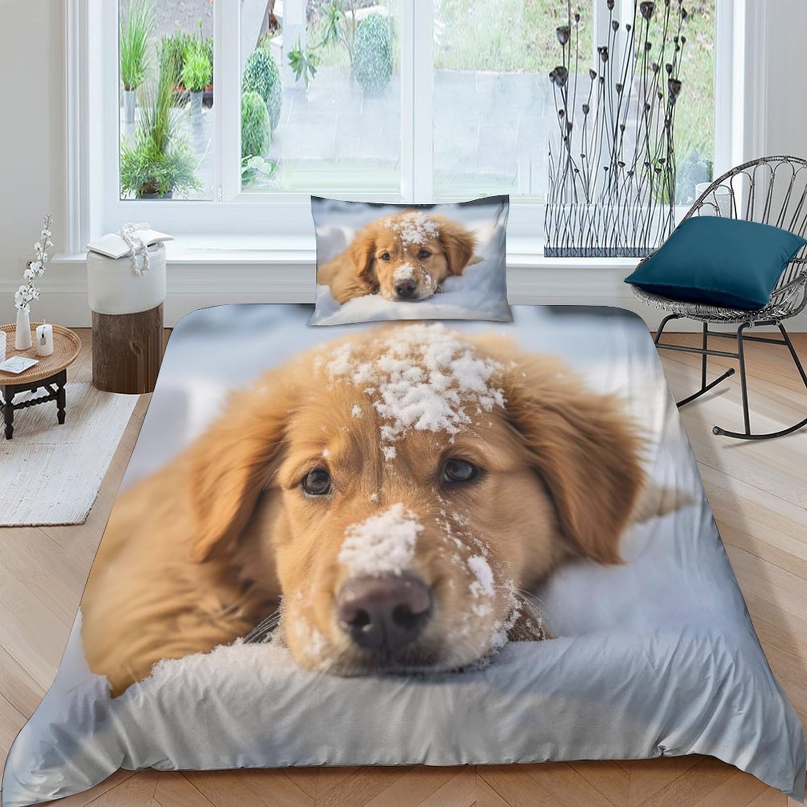 Housse de couette motif chien 135x200 cm, l'idée cadeau parfaite pour un anniversaire d'enfant