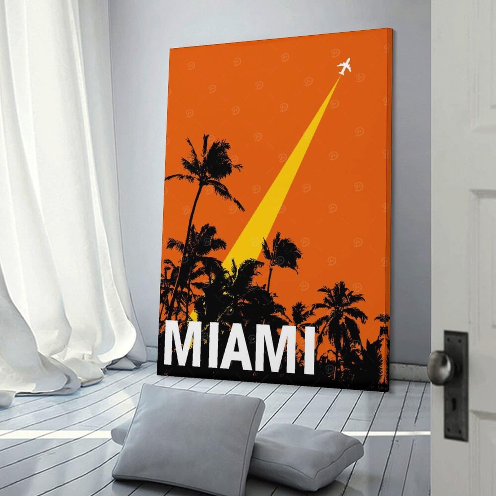 Junmoney Room Decor Wall Art Miami Travel (2), 16x24inch(40x60cm), for Gallery Wall Layouts in Home Or Office, Home Wall Art for Statement Displays
