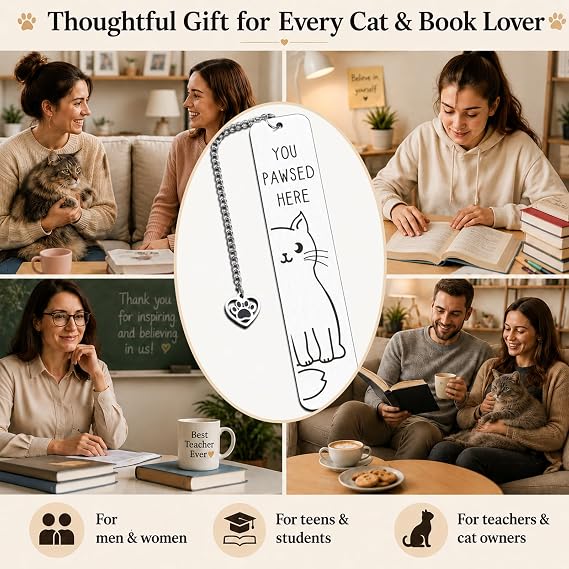Cat Lover Gifts for Women Men Cute Cat Bookmarks for Girls Boys CAT Mom Dad