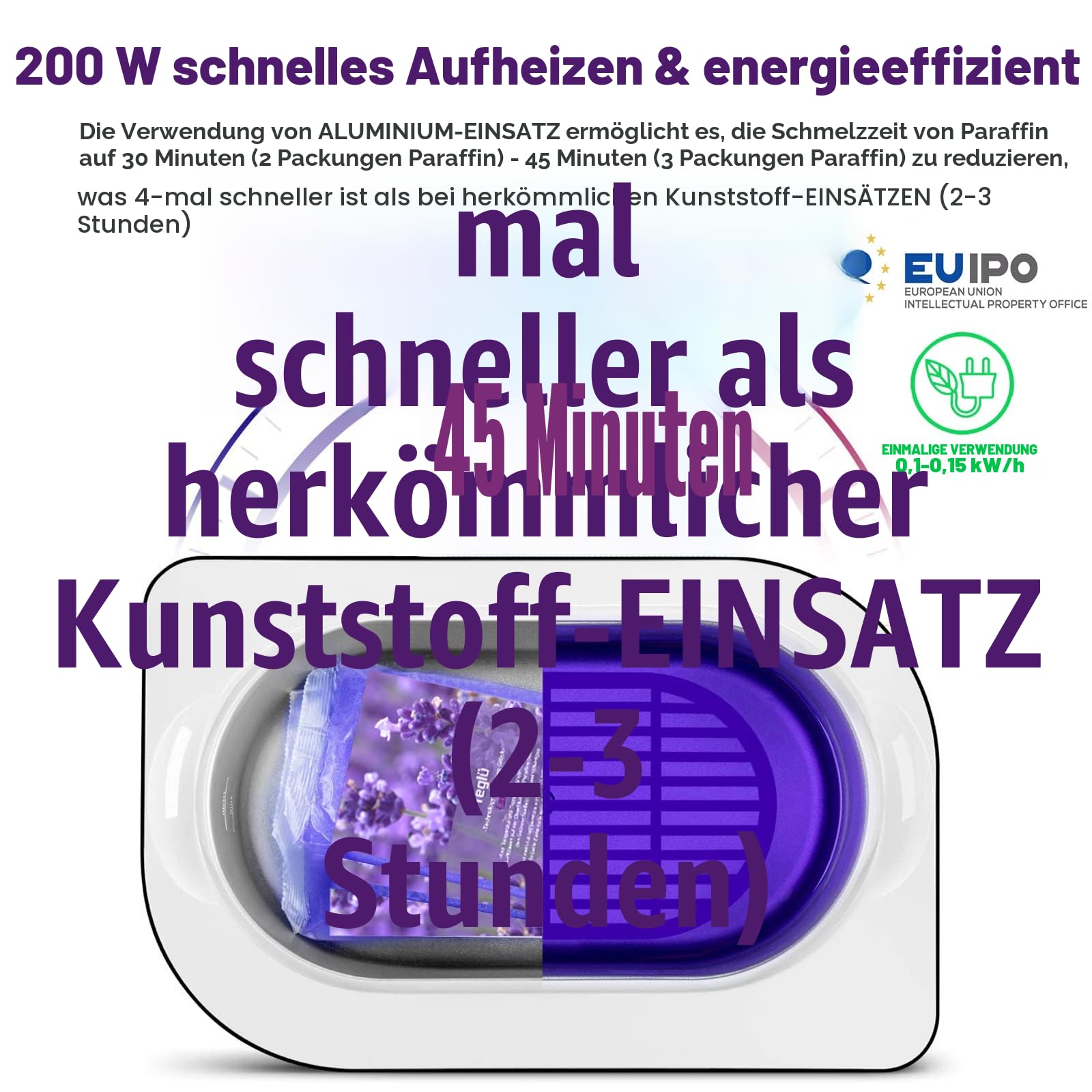 Paraffinbad für Hände und Füße 4L, Paraffin Wachsbad Paraffinbad Set mit Zubehör 1350g Paraffinwachs/Handschuh/Bürste-200W, Schwarz