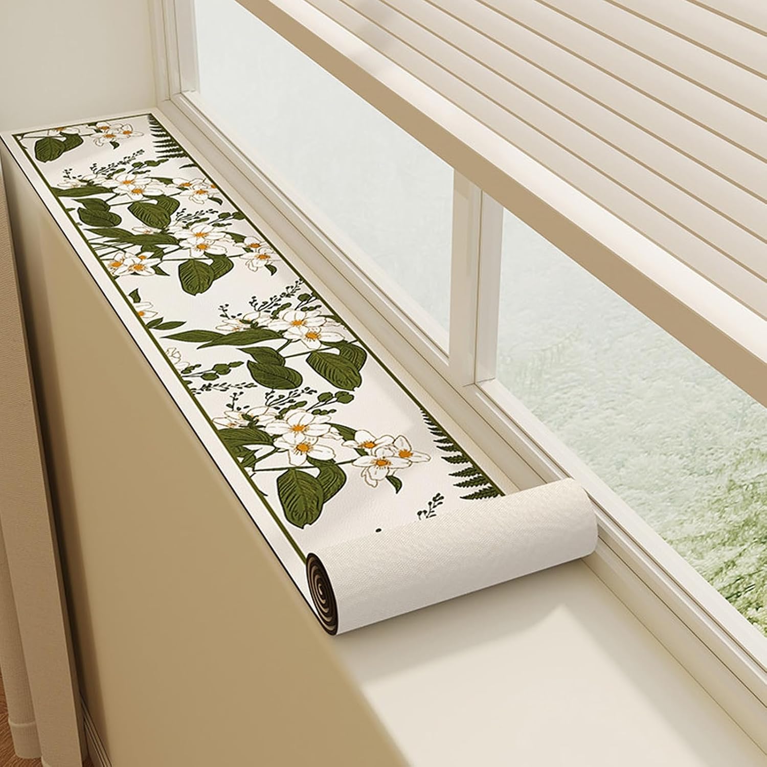 Window Sill Cushion Pad - Narrow Adjustable, Balcony Protective Pad for Bay Windows, Absorbent Dust-Proof Liner with Non-Slip Backing, Cut-to-Fit(ligjt Grey,3.9X59.1IN)