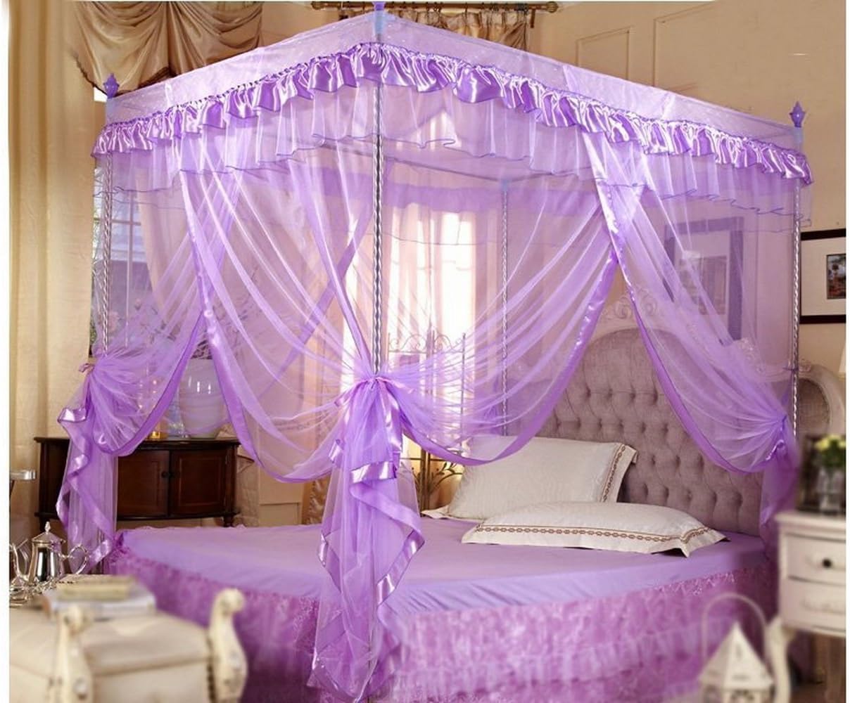 Violet Valentine's 4 Corners Lace Bed Curtain Canopy Mosquito Netting (Full/Queen)