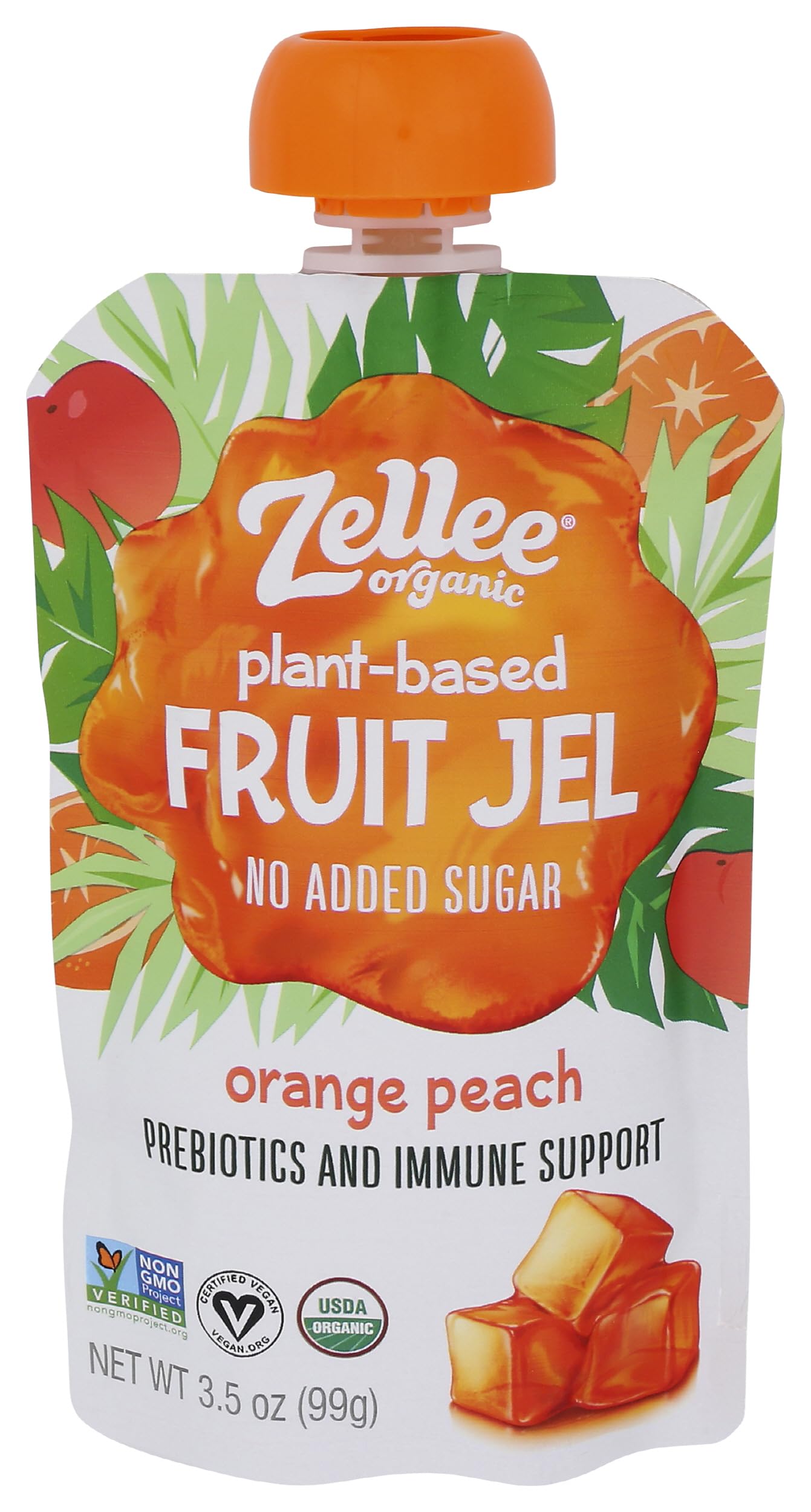 ZELLEE ORGANIC Organic Orange Peach Fruit Gel, 3.5 OZ | Grocery