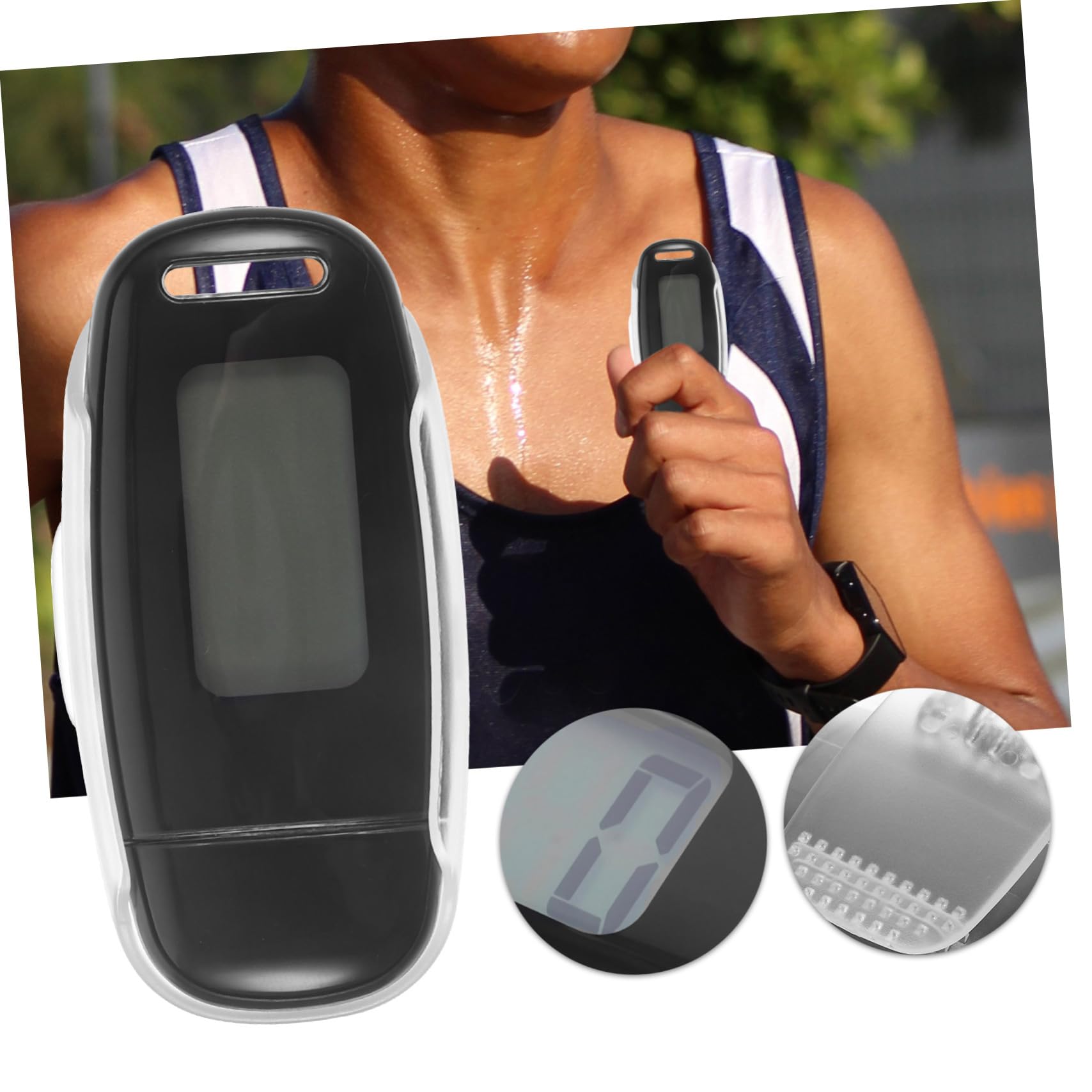 Operitacx Podómetro 3D Recargable por USB Luz de Fondo, Contador de Pasos Portátil en Negro, Fácil de Usar para Caminar y Exteriores
