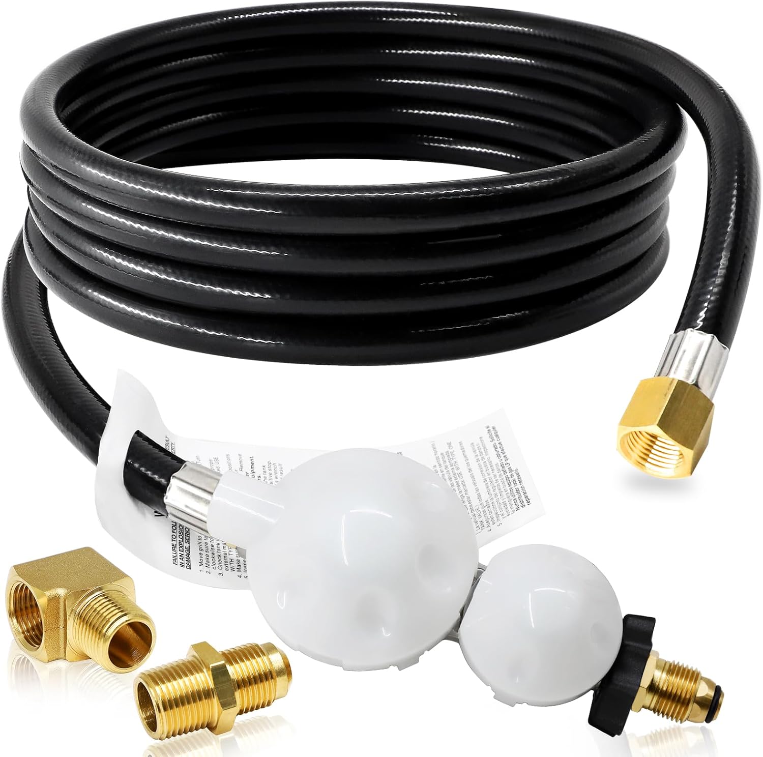 Hiorucet 12 FT F273684 Propane Hose Kit for Mr Heater Buddy Heater, Propane Tank Gas Line Hose with Regulator, POL Fitting & 3/8 inch Propane Adapter for RV, Gas, Grill, Stove, Cooker, Gas Generator.