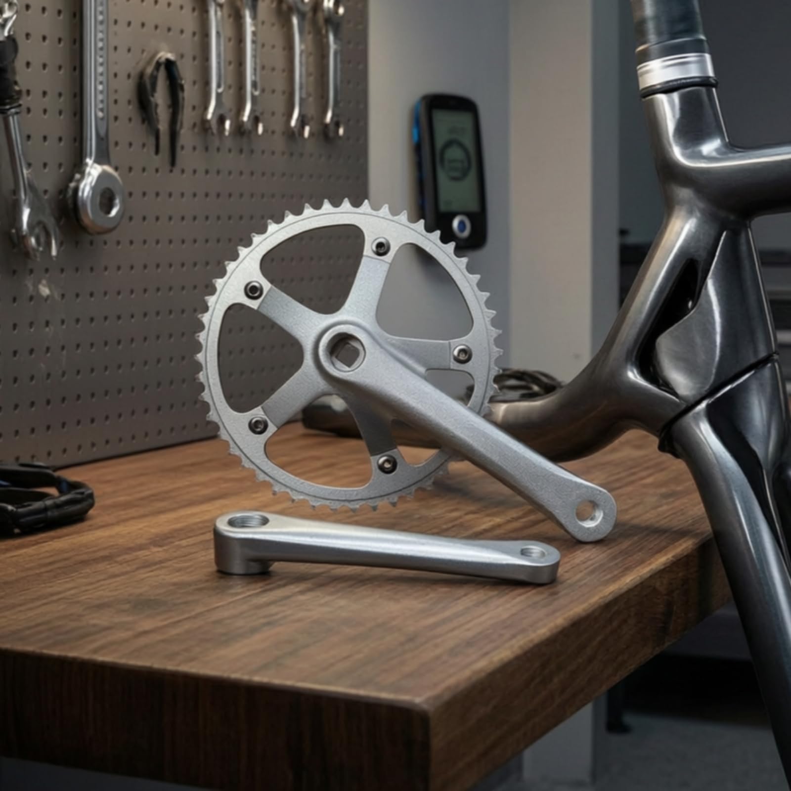 Juego Bielas Plato Individual Plateado Plato Individual CNC Pedal para Ciclismo en Ciudad
