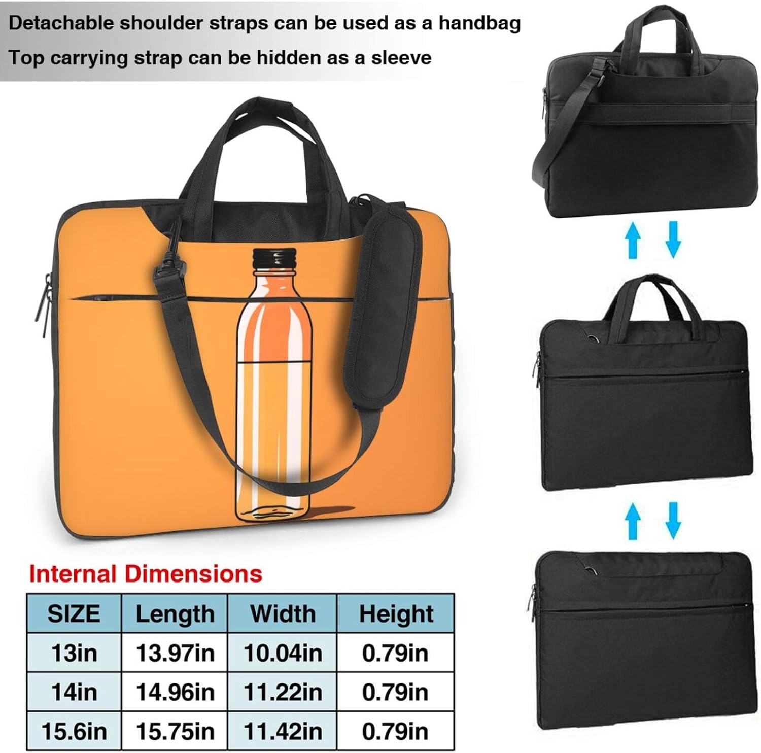 Orange Bottle of Water Laptop Bag Laptop Messenger Shoulder Bag Travel Computer Bag for Women Men