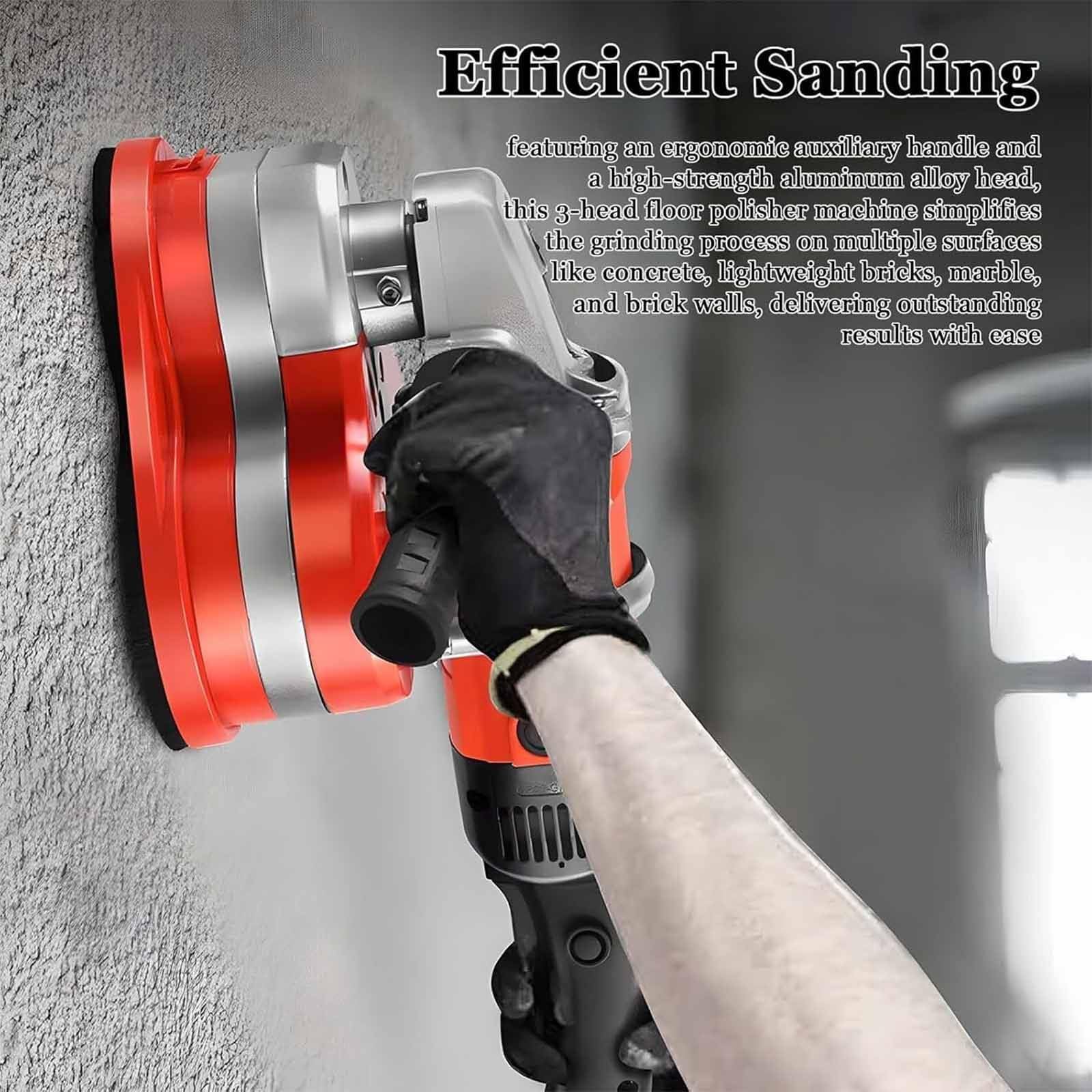 Amoladora y lijadora de hormigón con ruedas de diamante, potencia de 2800 W para suelo y pared, incluye aspiradora de polvo y poste de extensión para un pulido eficiente de rocas, piedras y granito