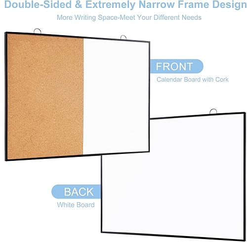 Miniatura 2 de ARCOBIS Tablero de corcho blanco Combo, tablero de anuncios pequeño de 12 x 16 pulgadas para pared, corcho magnético de borrado en seco de doble