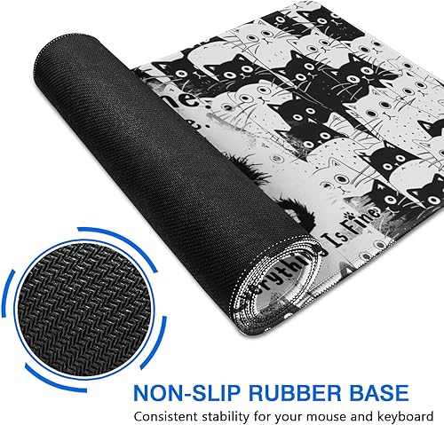 Miniatura 5 de Divertida alfombrilla de mouse de gato para juegos, alfombrilla de mouse grande para escritorio, alfombrilla de mouse extendida con base de goma