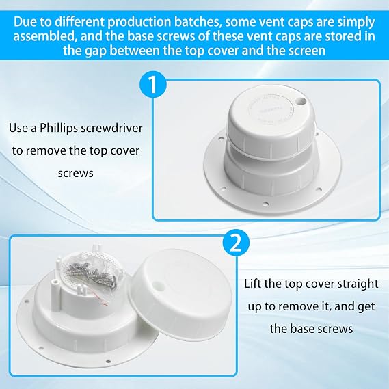 RV Plumbing Vent Cap Sewer Vents Caps for Roof Fits 1 to 2 3/8 Inch Pipe RV-Vent-Covers-for-Roof with Sealing Putty, Plastic White 2 Pack Cover for Motorhome Trailer Camper Roofs
