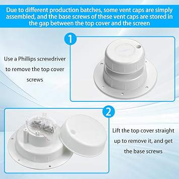 RV Plumbing Vent Cap Sewer Vents Caps for Roof Fits 1 to 2 3/8 Inch Pipe RV-Vent-Covers-for-Roof with Sealing Putty, Plastic White 2 Pack Cover for Motorhome Trailer Camper Roofs