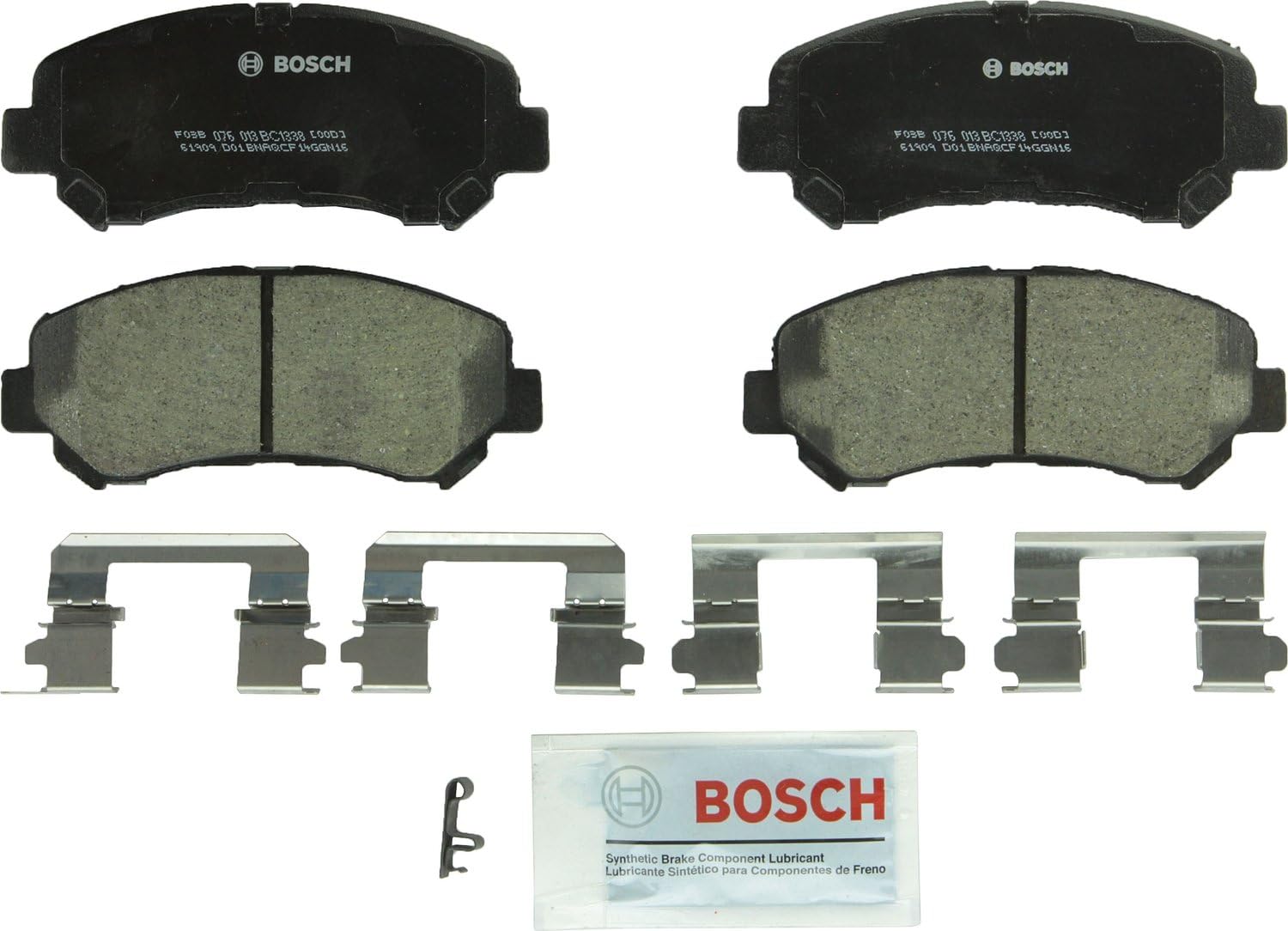 BOSCH BC1338 QuietCast Premium Ceramic Disc Brake Pad Set - Compatible With Select Nissan Rogue, Rogue Select, Sentra; Suzuki Kizashi; FRONT