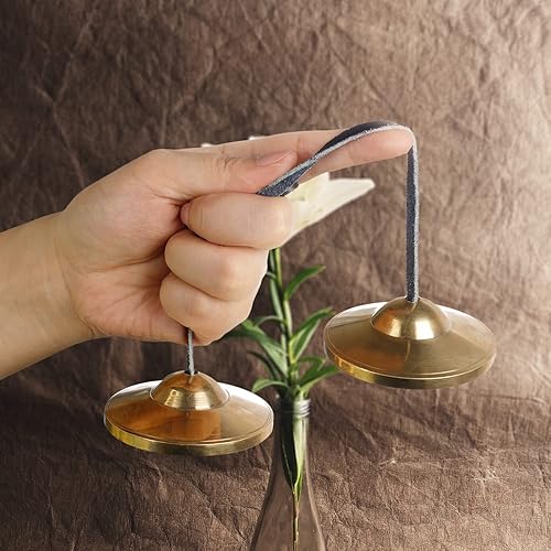 Miniatura 8 de ZenBless Platillos tibetanos Tingsha 2 piezas, con caja de almacenamiento y funda de tela, campanas de campana de latón de meditación para curación