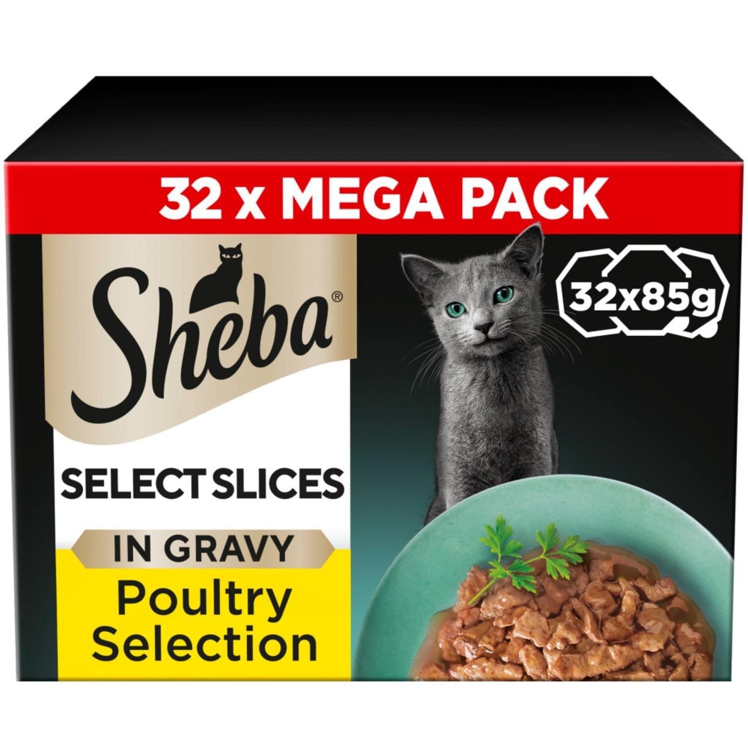Sheba Select Slices Adult Wet Cat Food Trays Poultry Selection in Gravy 96 x 85g