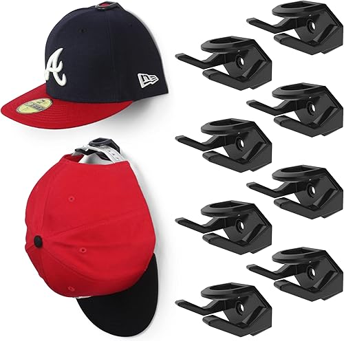 Modern JP Ganchos adhesivos para sombreros de pared (paquete de 8)  Perchero para gorras de béisbol, pantalla minimalista para sombreros, ganchos de