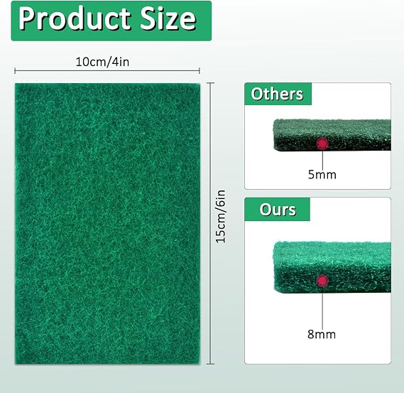 CONLI 100 PCS Scouring Pad Reusable Household Green Scrubbing Pads for Cleaning, Multipurpose 6 x 4 Non Scratch Scrubbing Pads for Kitchen Dishes Pan Metal Grills