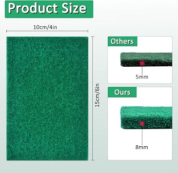 CONLI 100 PCS Scouring Pad Reusable Household Green Scrubbing Pads for Cleaning, Multipurpose 6 x 4 Non Scratch Scrubbing Pads for Kitchen Dishes Pan Metal Grills
