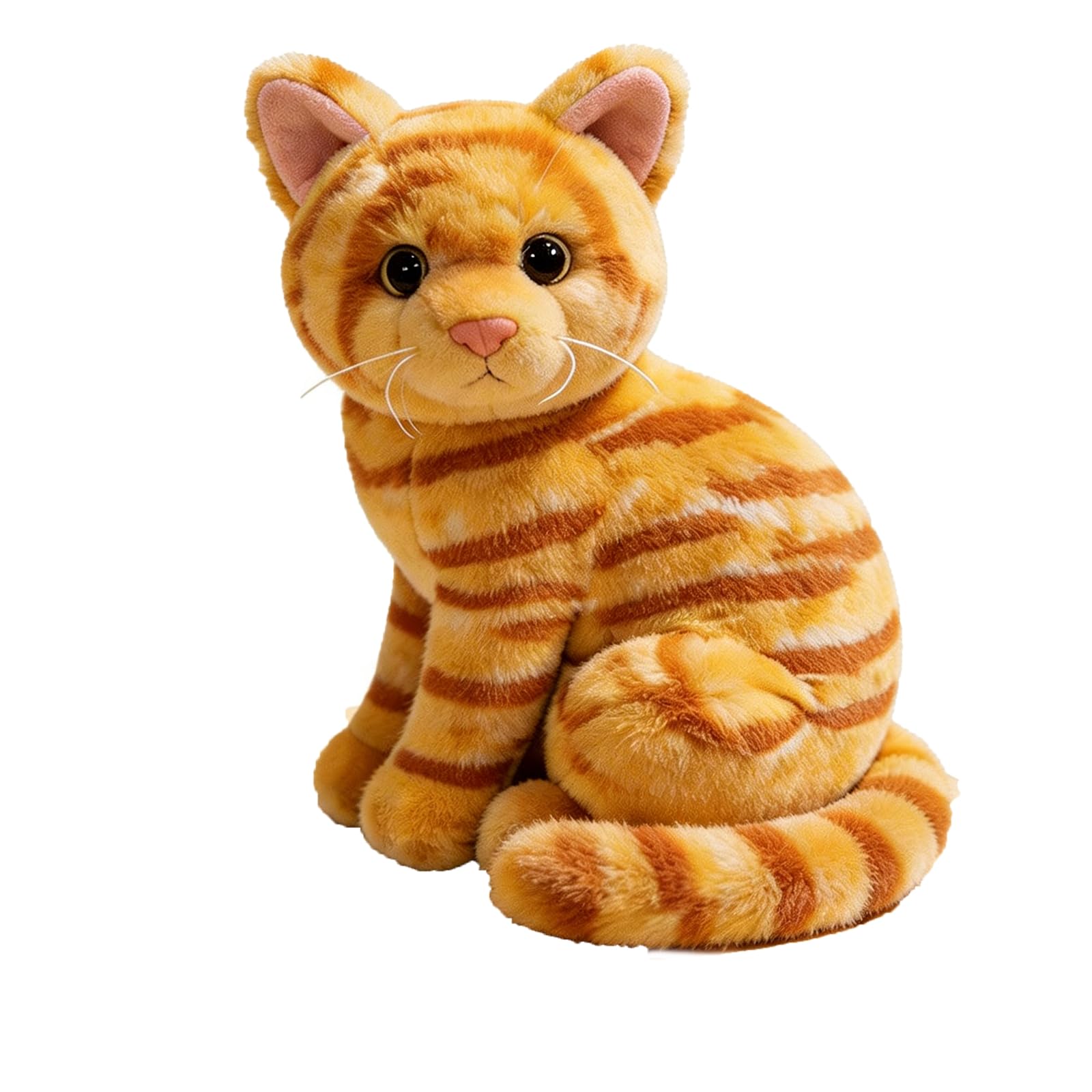ZBELLO Realistic Cat Plush, 26cm Simulation Sitting Cat Soft Toy, Kitten Plush Toy, Cuddly Cushion, for Cuddling and Playing, Gift For Boys and Girls (Golden tabby)