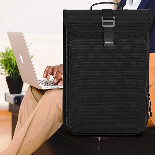 Vista 23 de Smatree Mochila rígida para laptop para hombre, compatible con portátiles de 16 a 18 pulgadas, Negro (Grande), Mochila