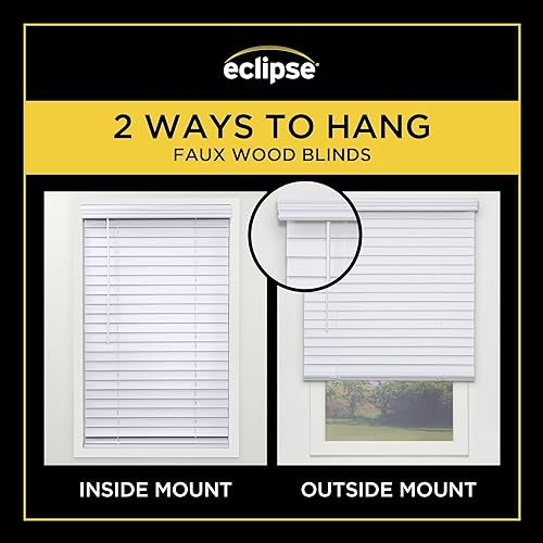 Miniatura 7 de Eclipse Persianas de madera sintética, 20 pulgadas de ancho x 48 pulgadas de largo, color blanco, persianas inalámbricas, certificadas como seguras