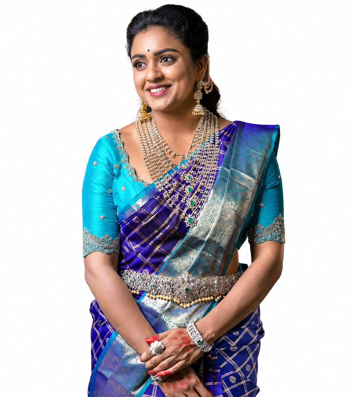 Banarasi Soft Silk Saree for Women with Rich Jacquard Weaving, Zari Border, Designer Pallu and Unstitched Blouse Piece, Royal Blue-picture-52