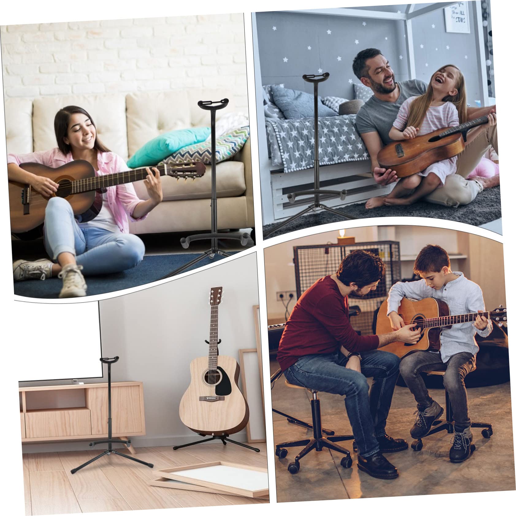 Supporto Pieghevole per Chitarra, Espositore Verticale Stabile e Leggero, in Ferro, Spugna e Abs, per Negozio di Chitarre