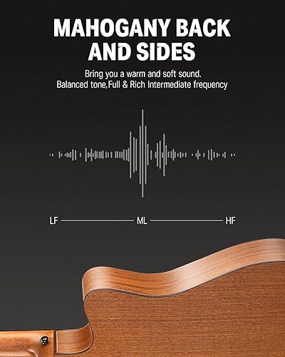 Miniatura 3 de Donner Guitarra acústica para principiantes adultos adolescentes tamaño completo guitarra Acustica 41 pulgadas kit de iniciación de cuerpo JF con