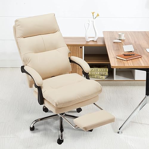 Miniatura 9 de HOMREST Silla de oficina de masaje con calefacción, sillas reclinables ergonómicas de piel sintética, masaje USB y 4 puntos, silla de oficina