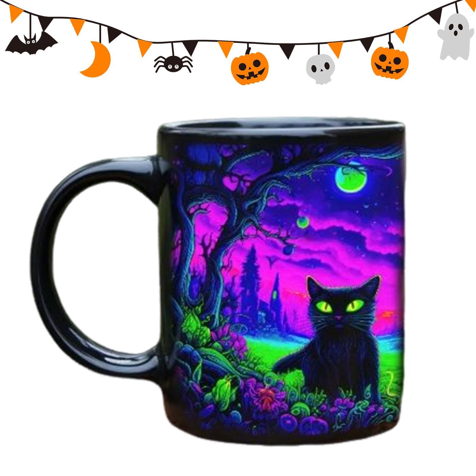 Taza Halloween de café con gato espeluznante para disfrutar en la oficina o el dormitorio