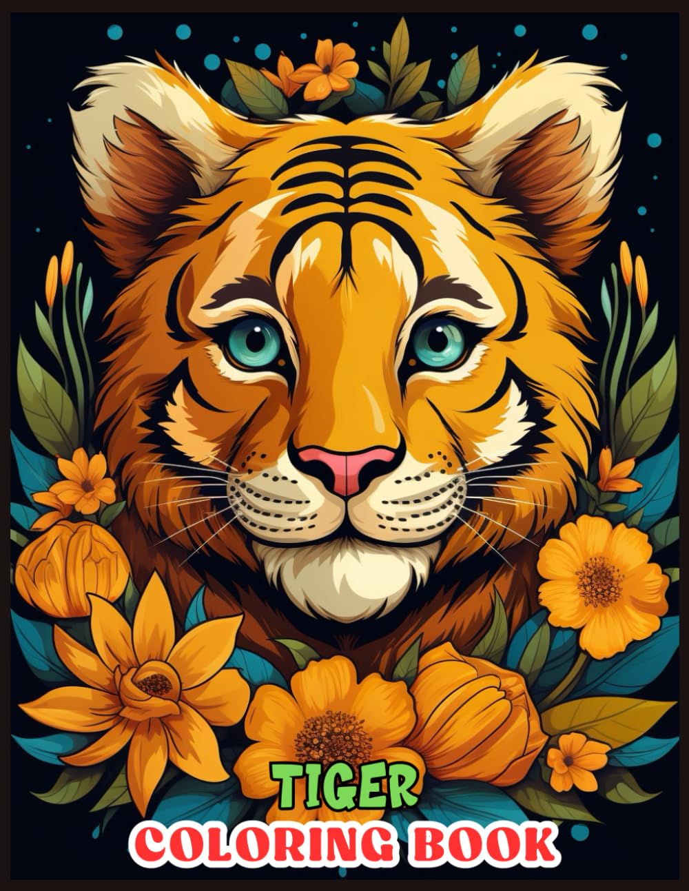 Tiger Coloring Book: Majestic Tiger with a Sunflower Crown Coloring Pages for Relaxation, Calming, and Stress Relief